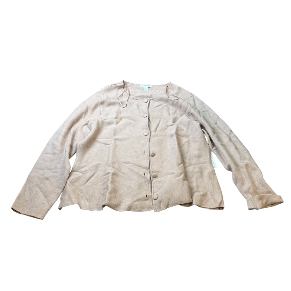 MSRP $48 Liz Claiborne Womens XL Coastal Beige Long Sleeve Button Cardigan